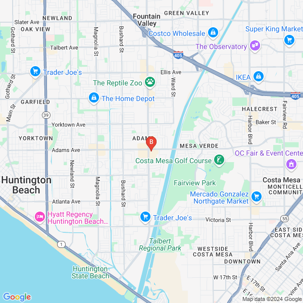 Abogado de Compensacion al Trabajador location map: 10036 Adams Ave, Huntington Beach, California